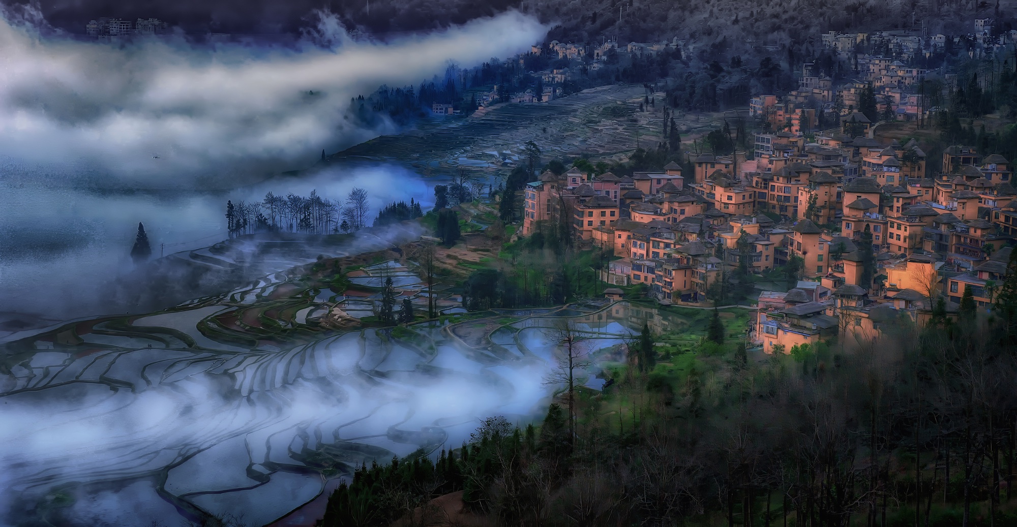 Yuan Yang Rice Terraces at dawn, Yunnan China